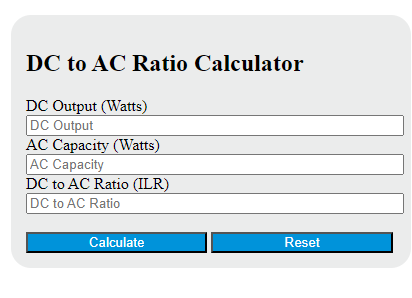 Dc To Ac Ratio Calculator - Calculator Academy
