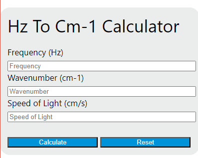 Hz To Cm-1 Calculator - Calculator Academy