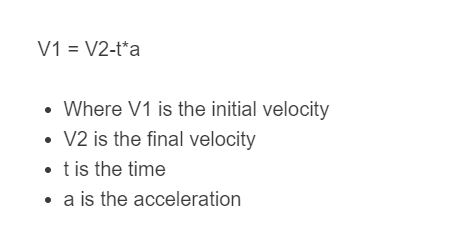 Velocity formula initial Acceleration vs.