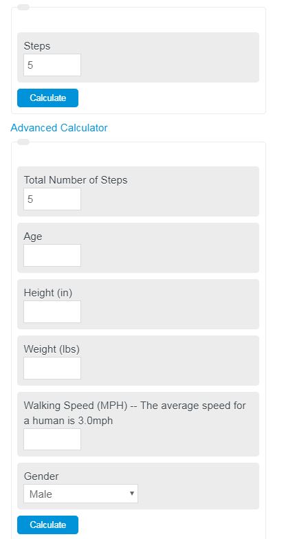 Steps to calories calculator