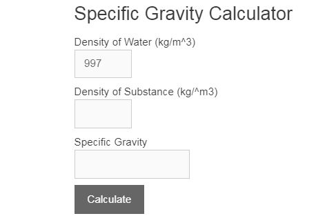 specific gravity calculator
