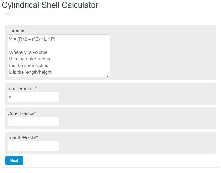 cylindrical shell calculator