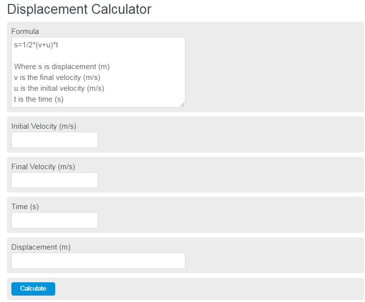 displacement calculator