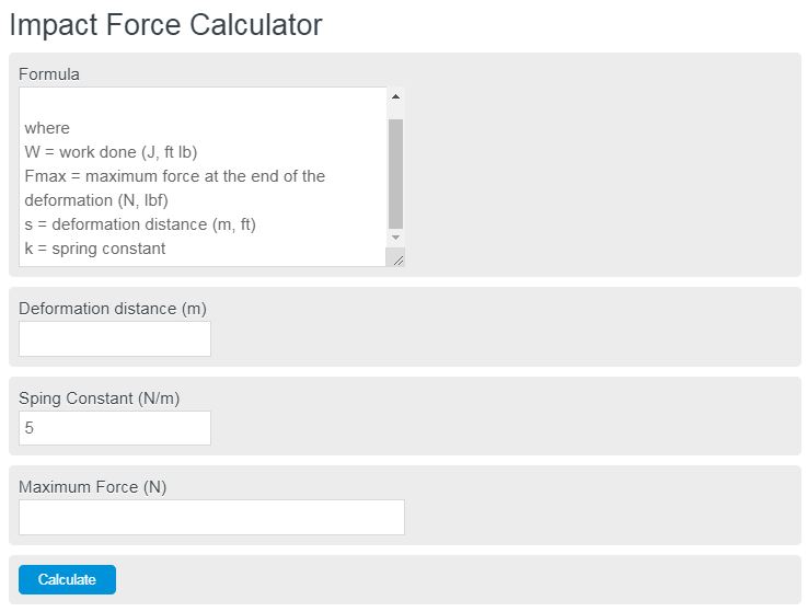 impact force calculator