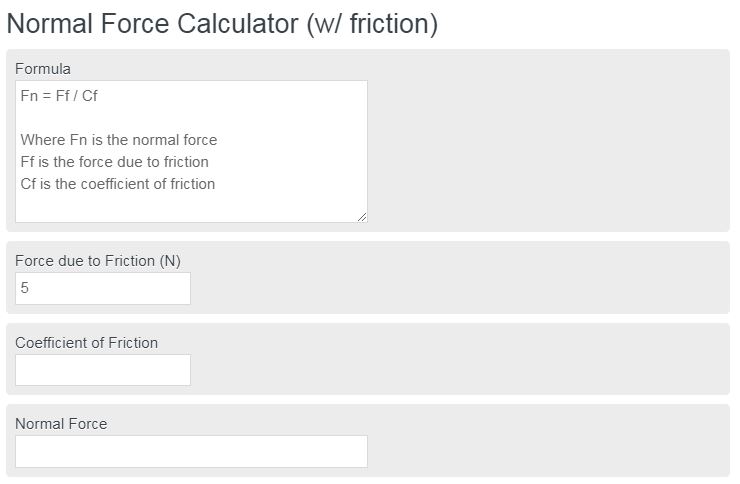 normal force calculator