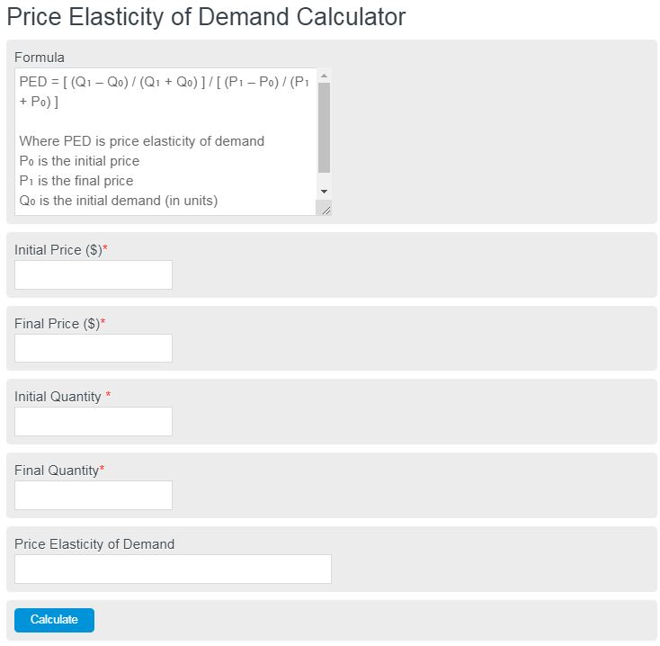 price elasticity of demand calculator