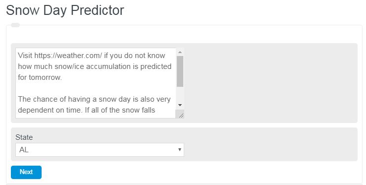 snow day calculator
