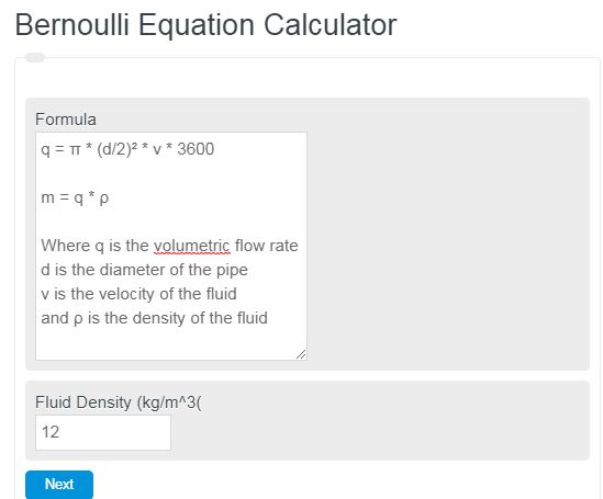 Bernoulli Equation Calculator