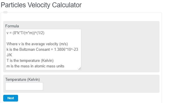 Particles Velocity Calculator 