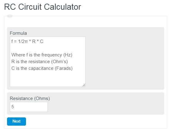 RC Circuit Calculator