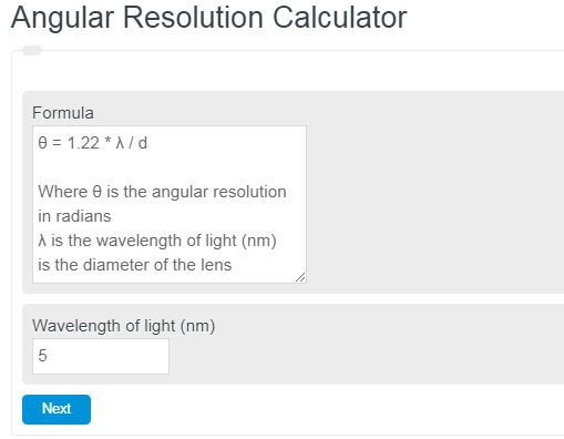 Angular Resolution Calculator