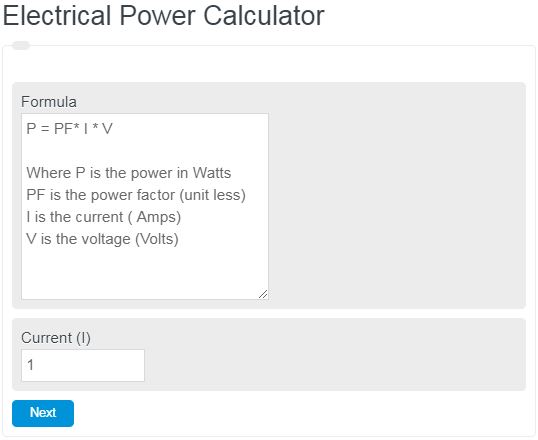 Electrical Power Calculator