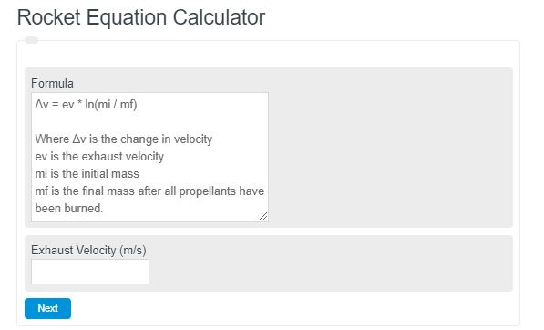 rocket equation calculator