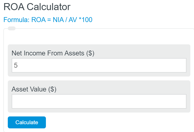 Return on assets calculator 
