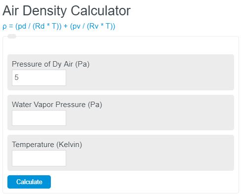 air density calculator