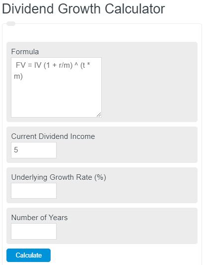dividend growth rate calculator