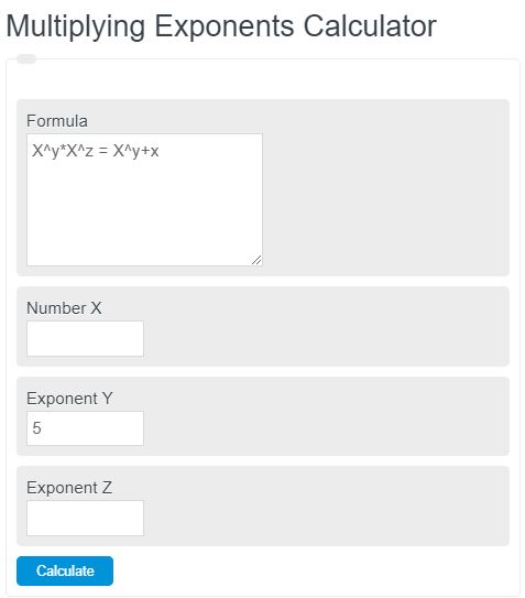multiplying exponents calculator