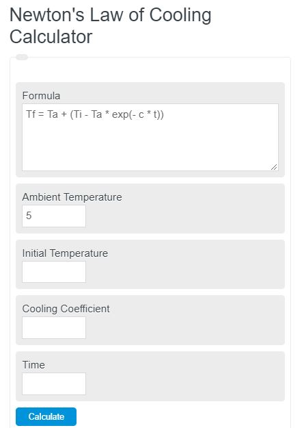 newont's law of cooling calculator