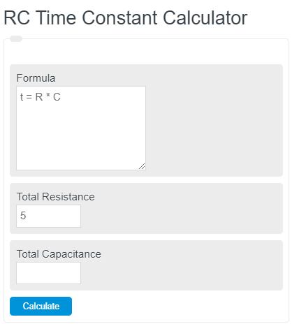 rc time constant calculator