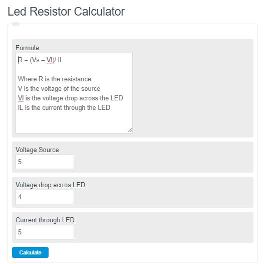 led resistor calculator
