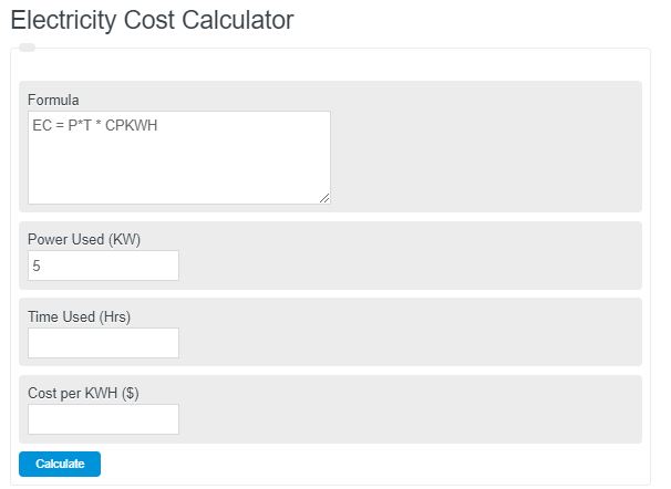 electricity cost calculator