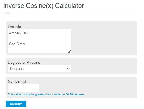 inverse cosine calculator