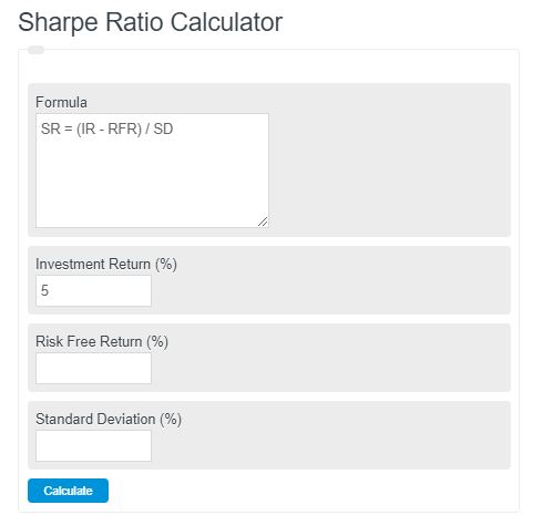 sharpe ratio calculator