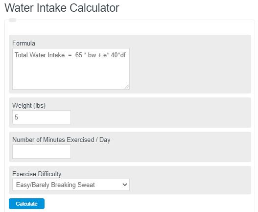 water intake calculator