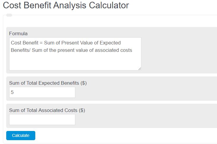 cost benefit analysis calculator