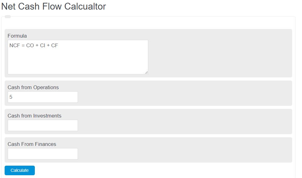 net cash flow calculator