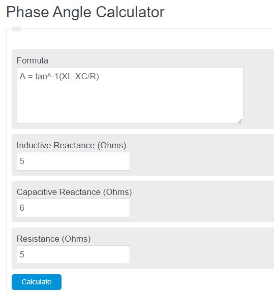 phase angle calculator