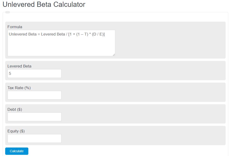 unlevered beta calculator