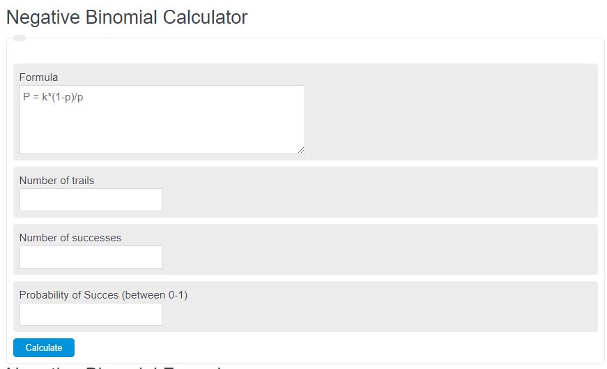 negative binomial calculator