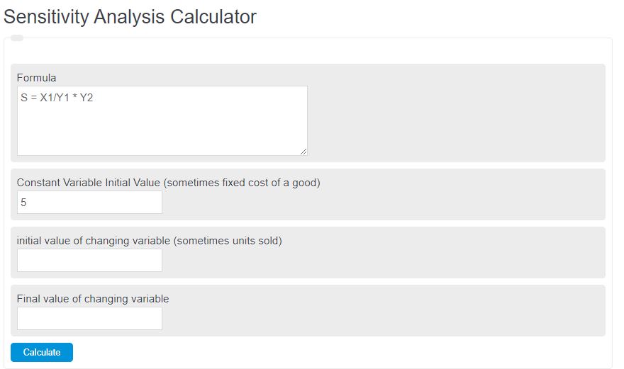 sensitivity analysis calculator