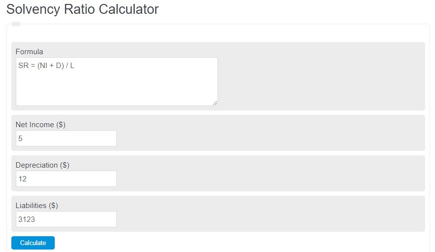 solvency ratio calculator