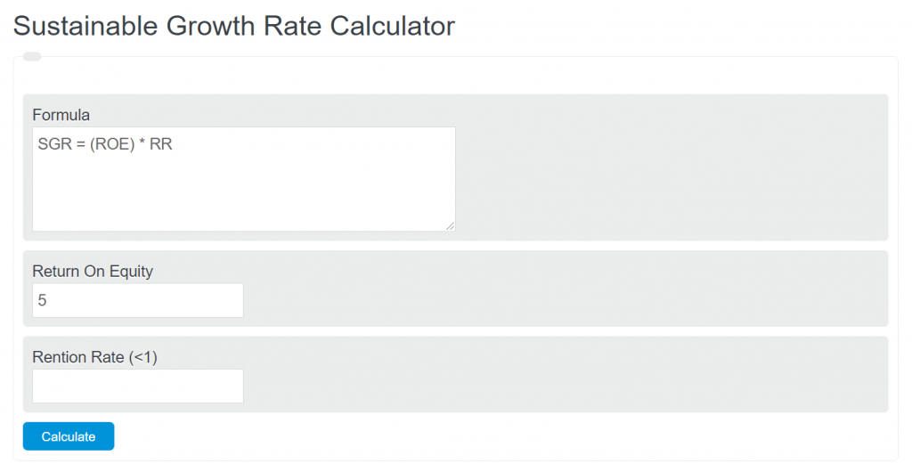sustainable growth rate calculator