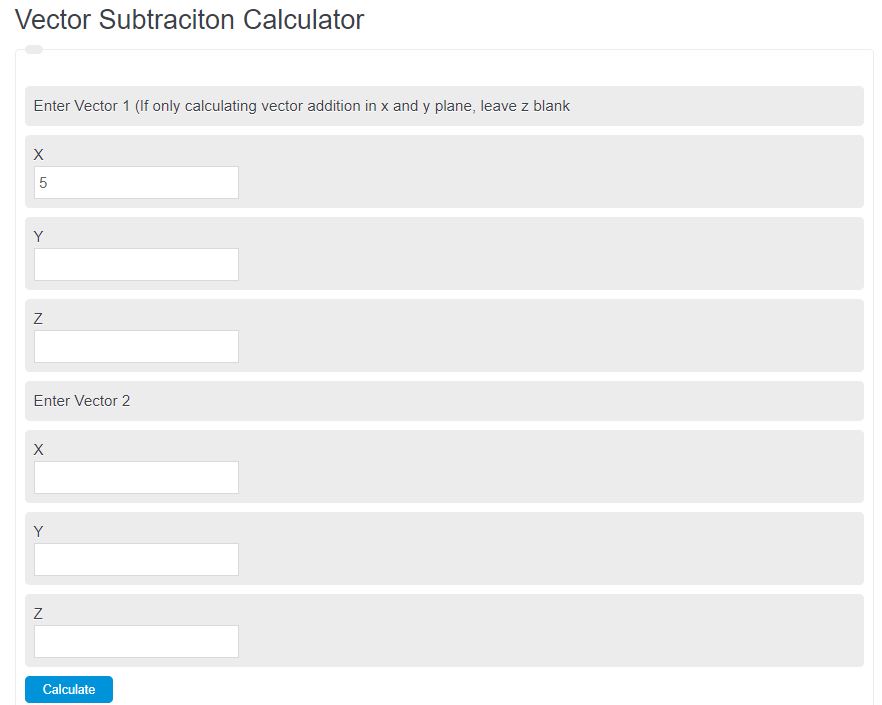 vector subtraction calculator