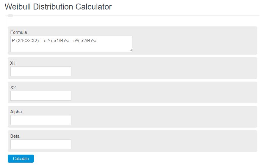 weibulll distribution calculator