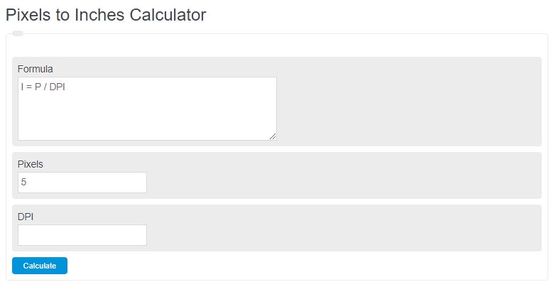 pixels to inches calculator