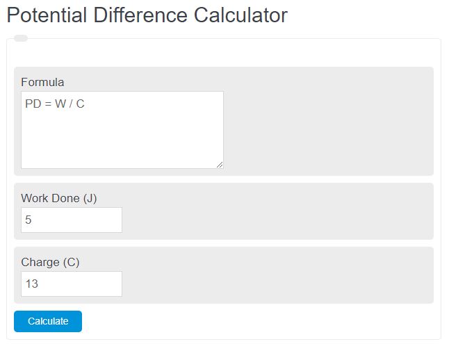 potential difference calculator