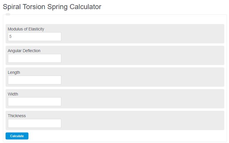 spiral spring torsion calculator