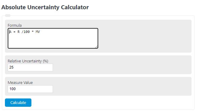 absolute uncertainty calculator