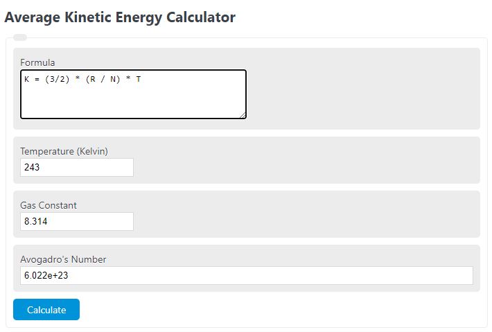 average kinetic energy calculator