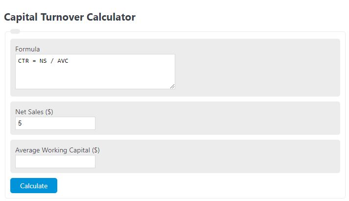 capital turnover calculator