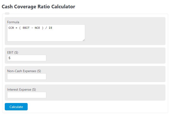 cash coverage ratio calculator