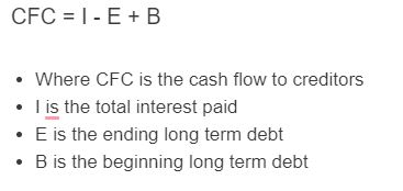cash flow to creditors formula