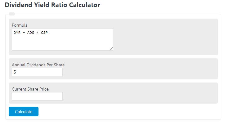 dividend yield ratio calculator
