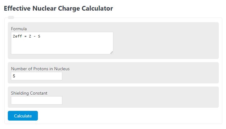 effective nuclear charge calculator
