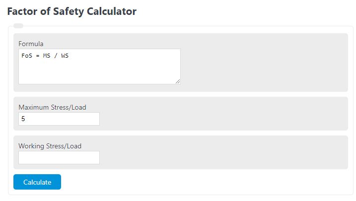 factor of safety calculator