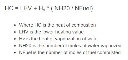 heat of combustion formula